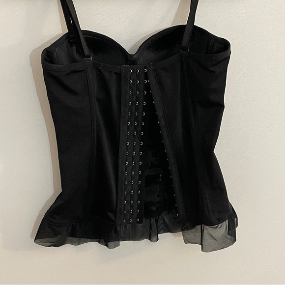 Spencers Corset Bustier Top Neon Swirls Mesh Ruffle Small - Picture 7 of 13